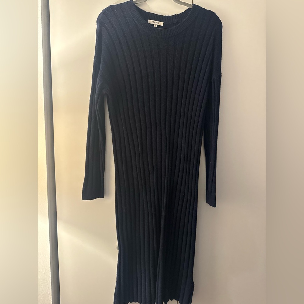 Madewell Dark Blue Ribbed Long Sleeve Dress - Picture 2 of 3